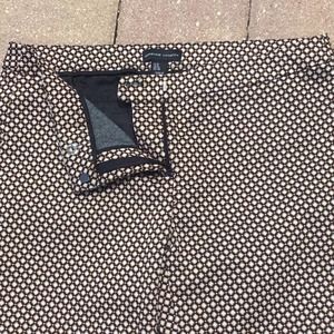 Adrienne Vittadini stretch ankle pants | Mustard deep brown diamond print | US 6